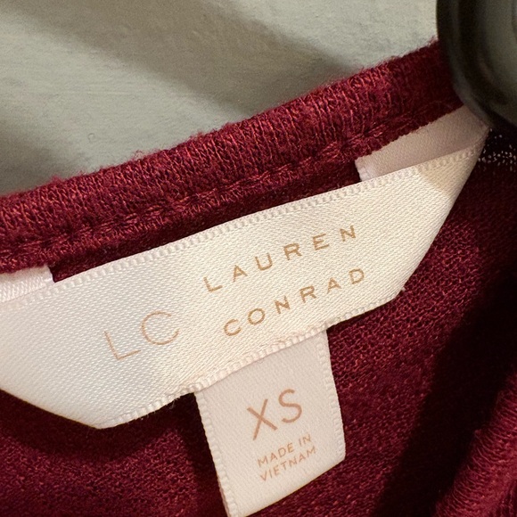 LC Lauren Conrad Burgundy Lace Hem Blouse - Picture 6 of 6